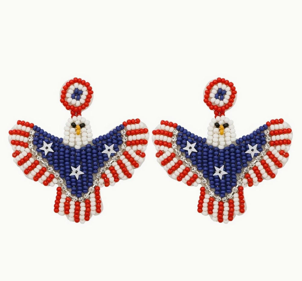 Beaded Bald Eagle Earrings - Lolo Viv Boutique