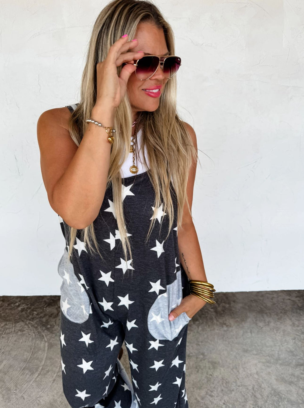 Black and White Star Terry Romper - Reg & Curvy - Lolo Viv Boutique
