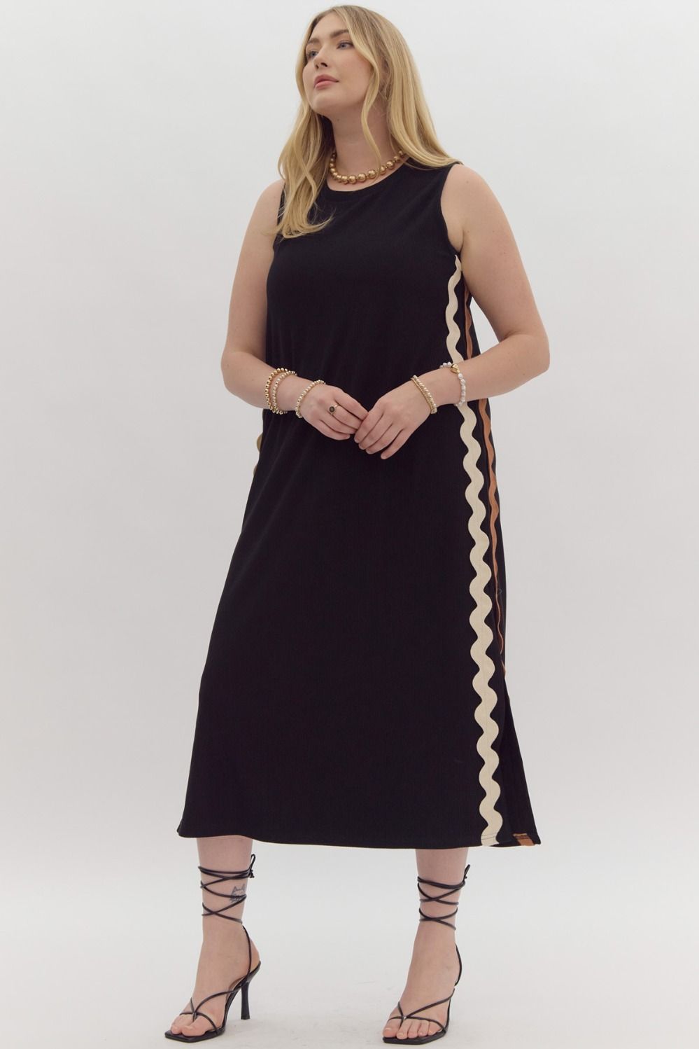 Black Ric Rac Midi Dress - Curvy