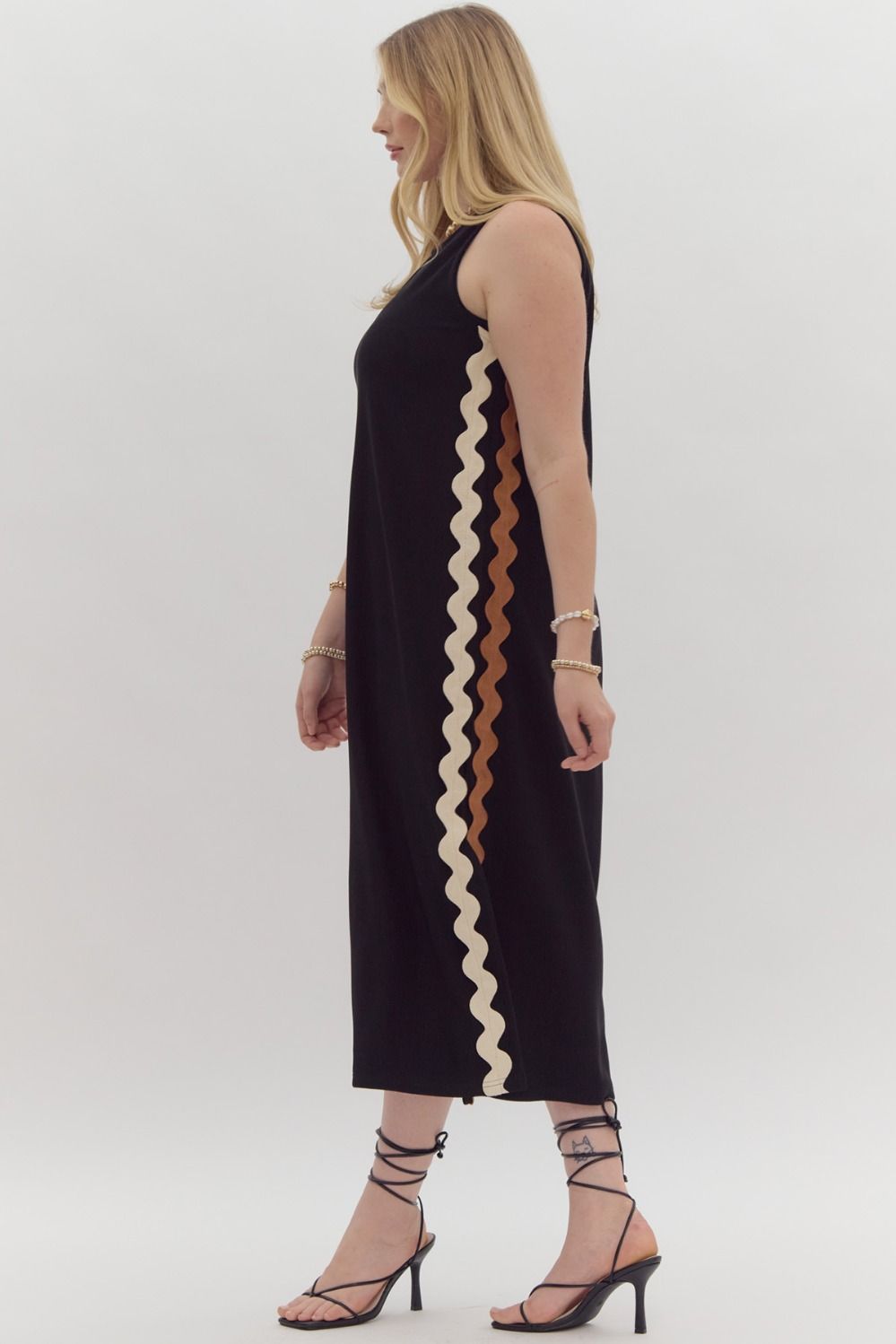 Black Ric Rac Midi Dress - Curvy