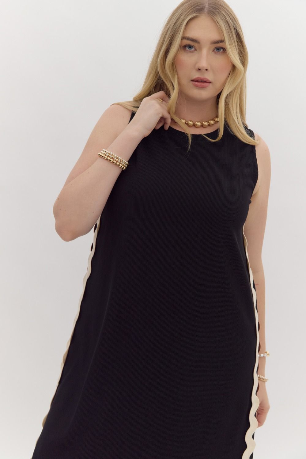 Black Ric Rac Midi Dress - Curvy