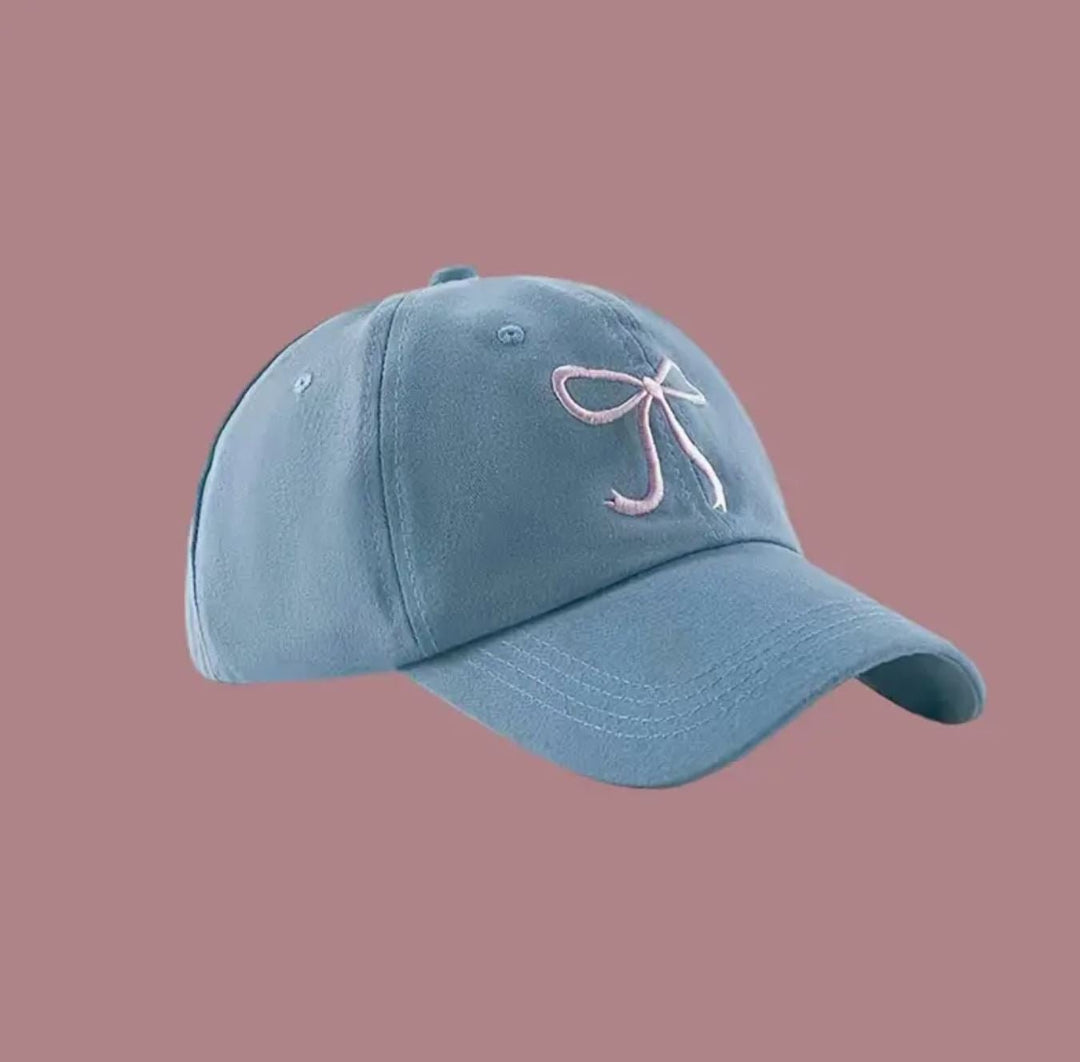 Blue and Pink Bow Baseball Cap - Lolo Viv Boutique