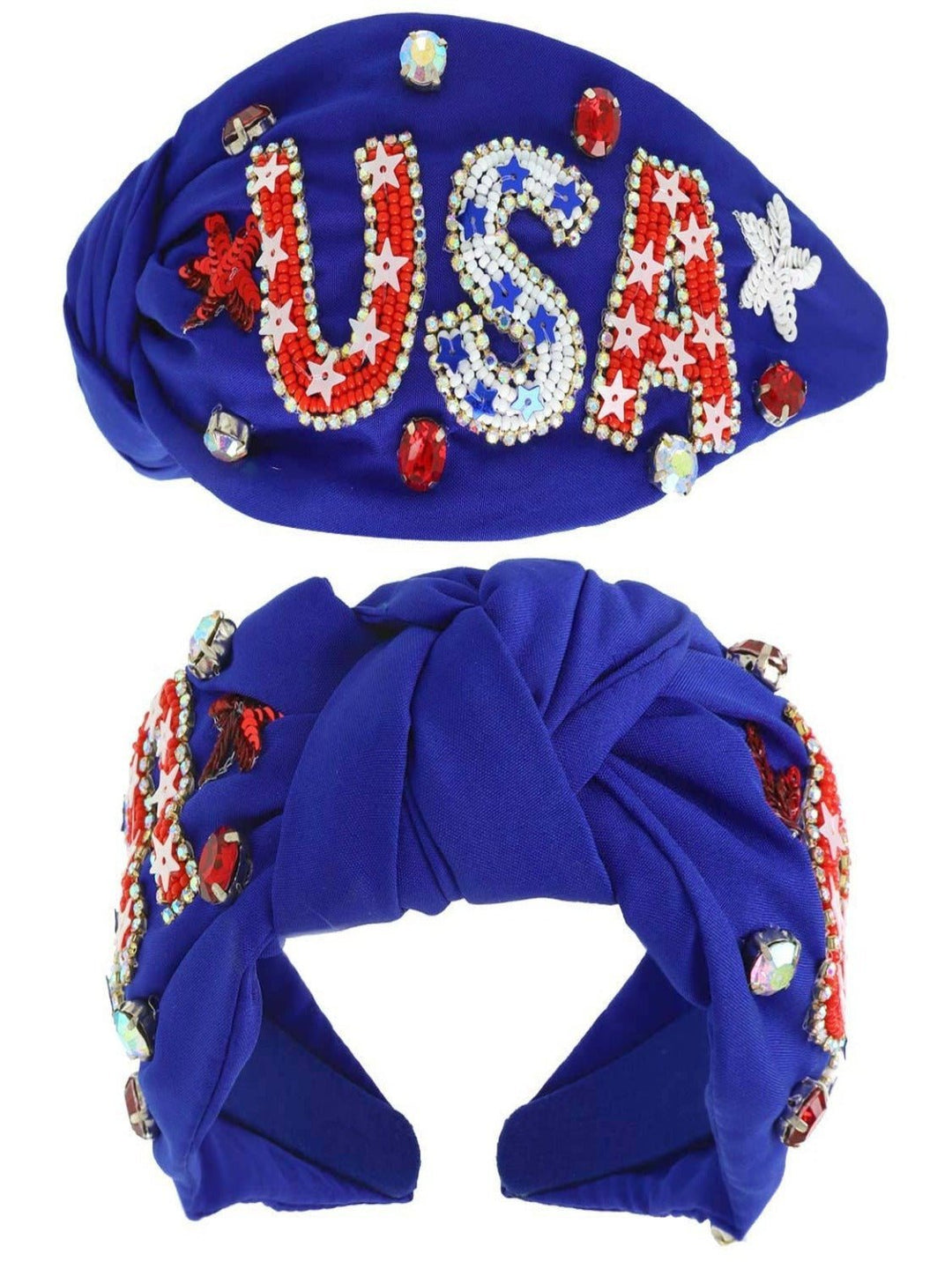 Blue Beaded USA Headband - Lolo Viv Boutique