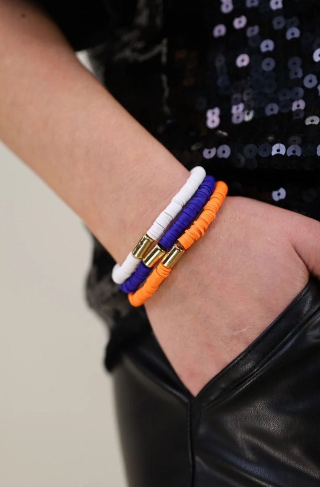 Blue, Orange & White Bracelet Set - Lolo Viv Boutique