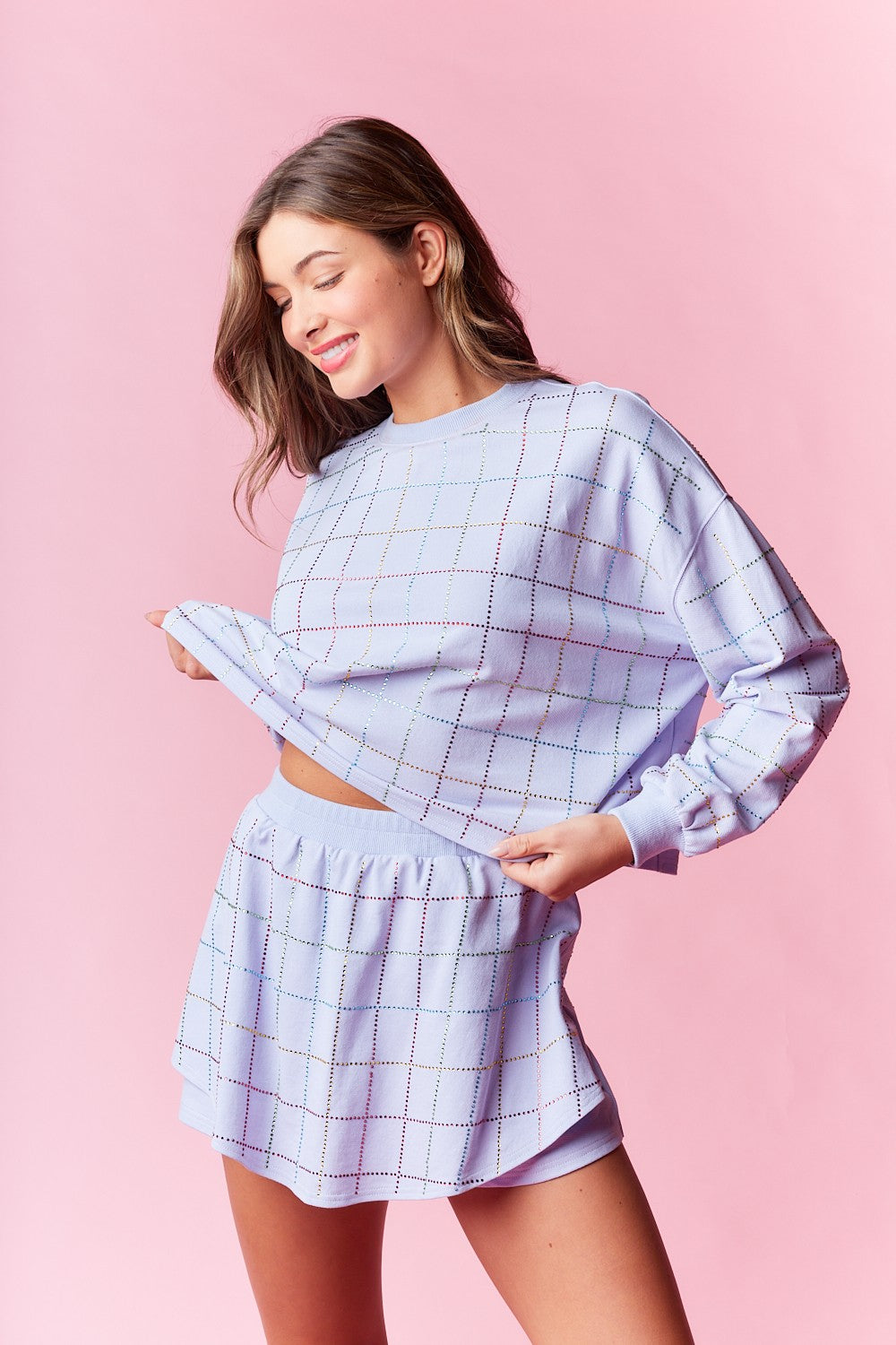 Multicolor Checkered Rhinestone Set