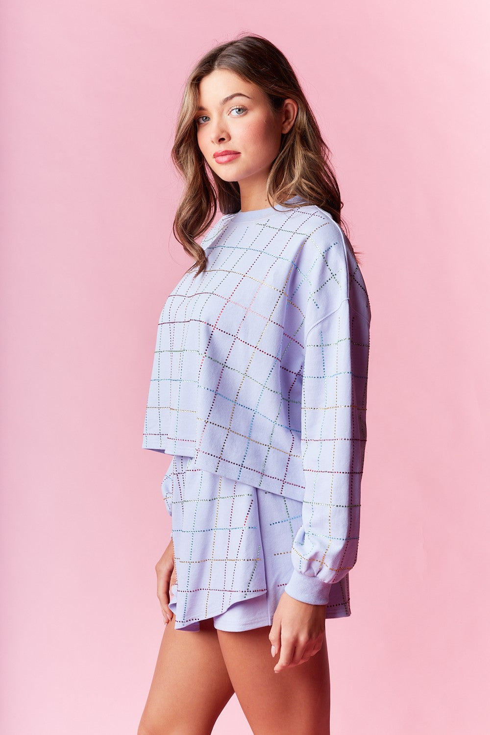 Multicolor Checkered Rhinestone Set