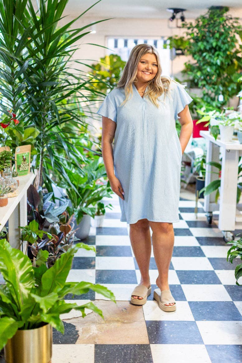 Breezy Blue Dress - Reg & Curvy - Lolo Viv Boutique