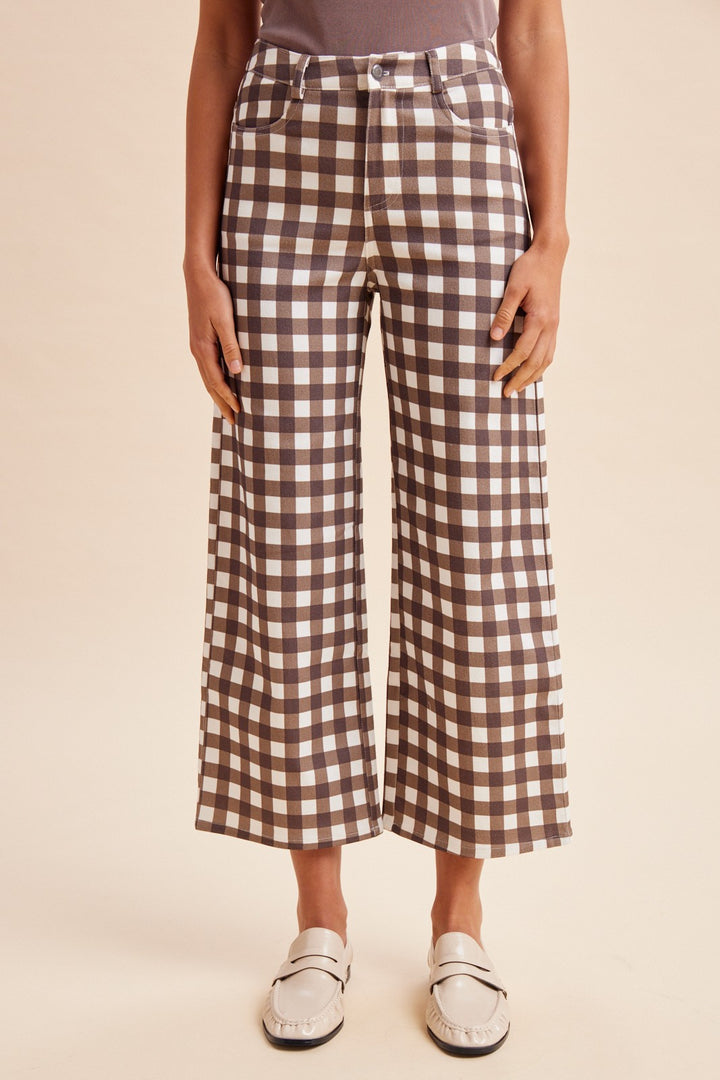 *PREORDER* Chestnut Check Wide Leg Pants - Reg & Curvy