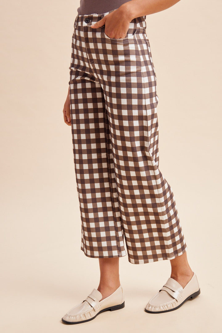 *PREORDER* Chestnut Check Wide Leg Pants - Reg & Curvy