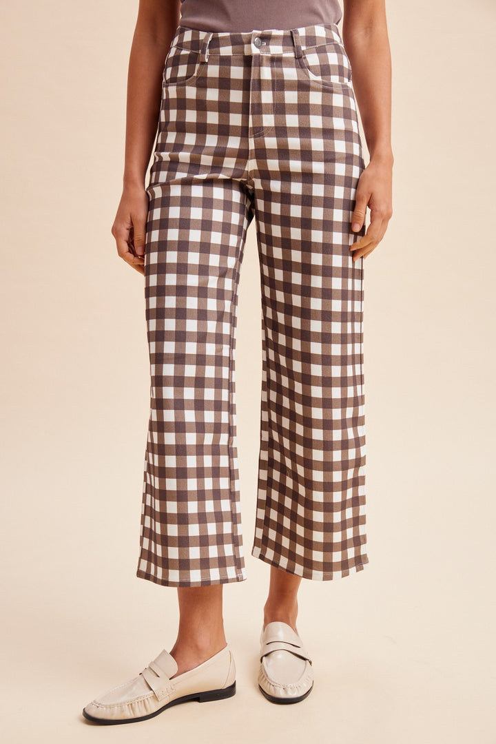 *PREORDER* Chestnut Check Wide Leg Pants - Reg & Curvy