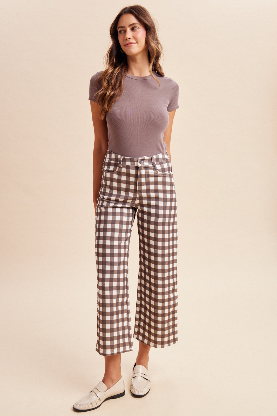 *PREORDER* Chestnut Check Wide Leg Pants - Reg & Curvy