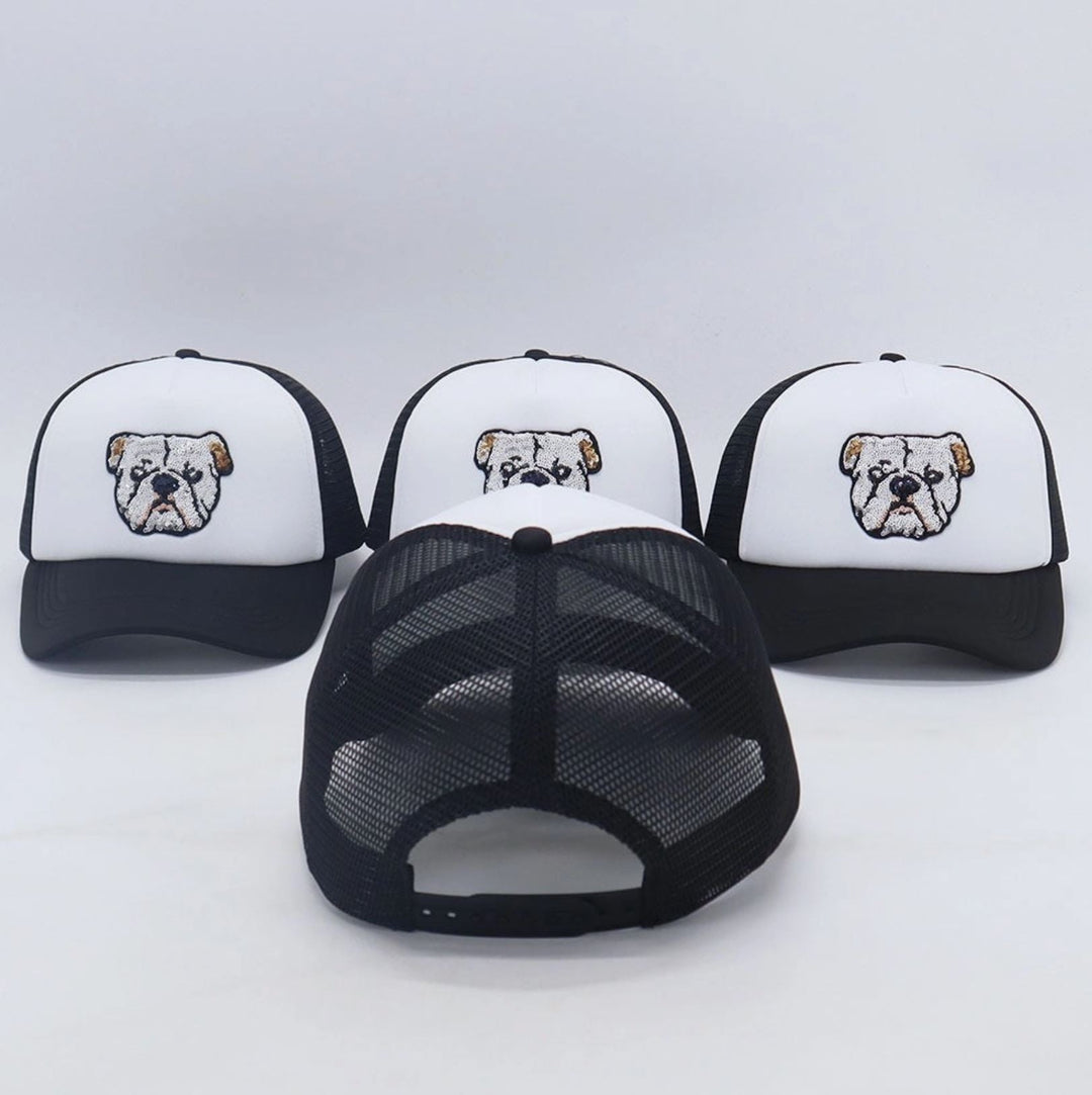 Bulldog Sequin Trucker Hat