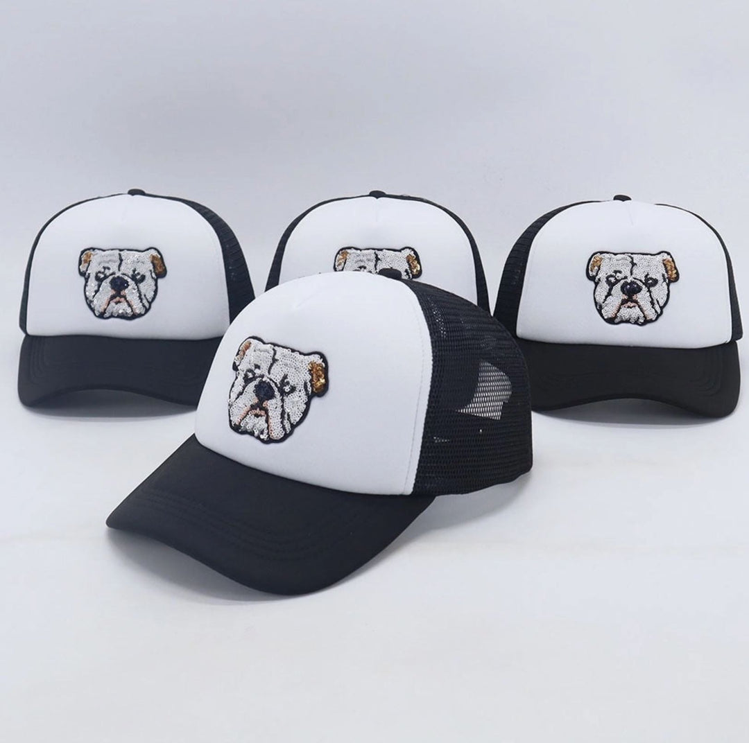 Bulldog Sequin Trucker Hat