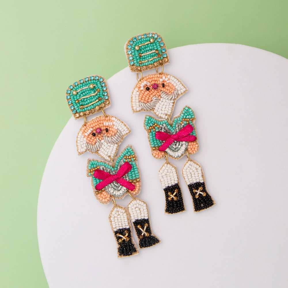 Turquoise Toy Soldier Beaded Earrings