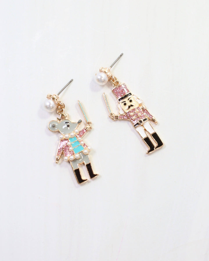 Nutcracker & Mouse King Earrings in Pink