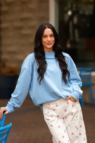 Blue Skies Mock Neck Sweatshirt - Reg & Curvy