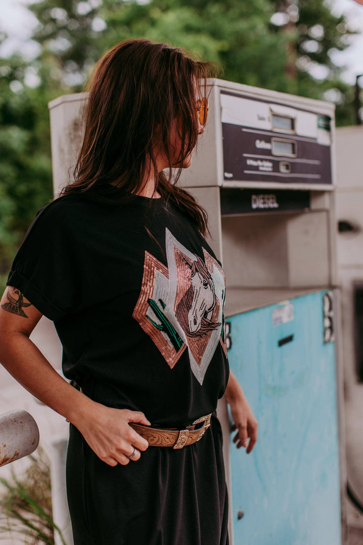 Wild & Free Sequin Horse Dress - Reg & Curvy