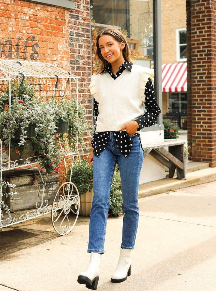 The Ruffle & Ready Sweater Vest - Reg & Curvy