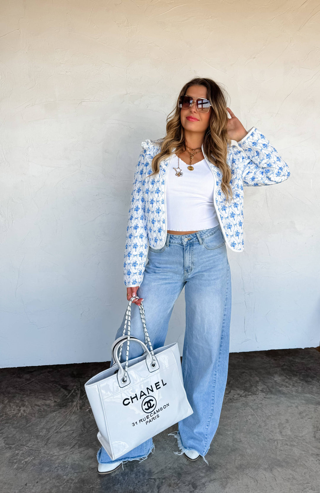 The Blue Bow Beauty Jacket - Curvy