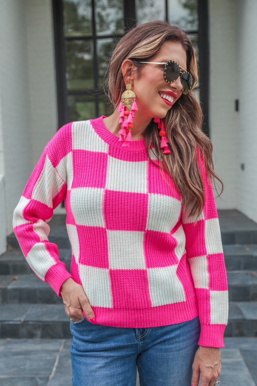 Paisley Checkered Sweater - Reg & Curvy