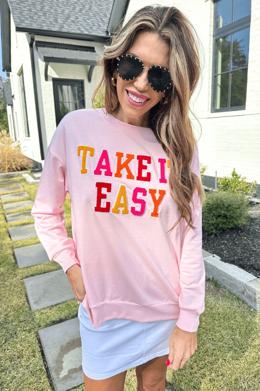 Take It Easy Patch Pullover - Reg & Curvy