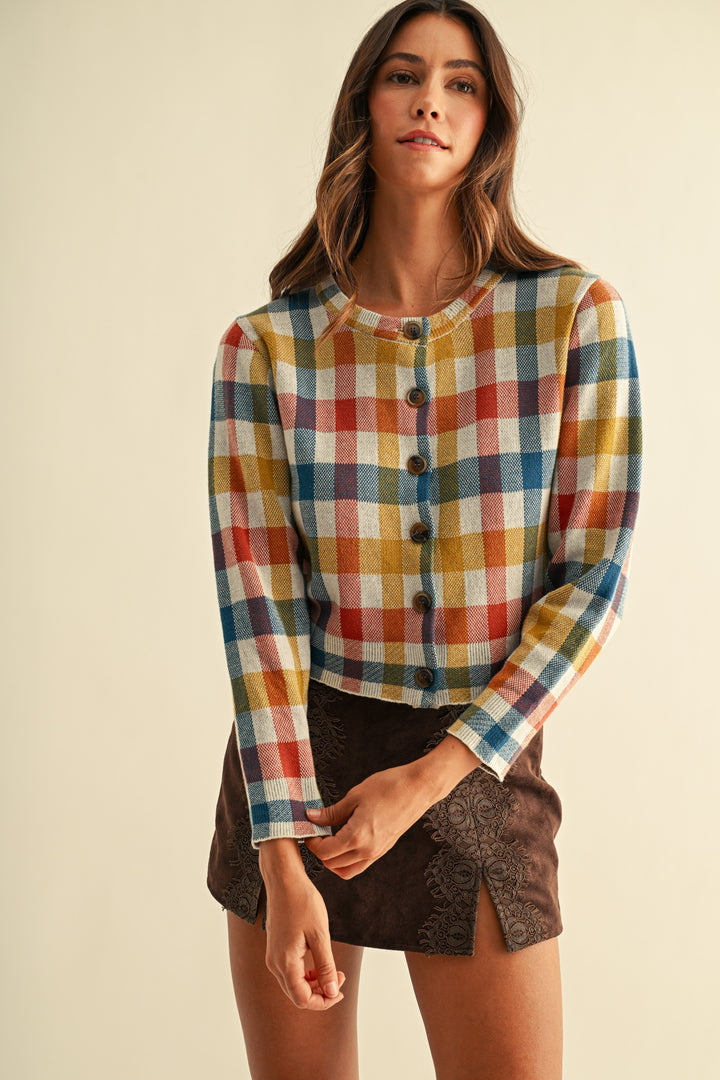 *PREORDER* Harvest Check Cardigan - Reg & Curvy