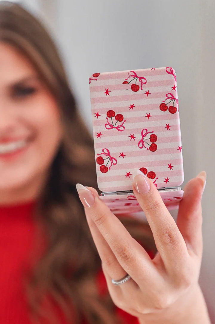 The Cherries & Stripes Compact Mirror