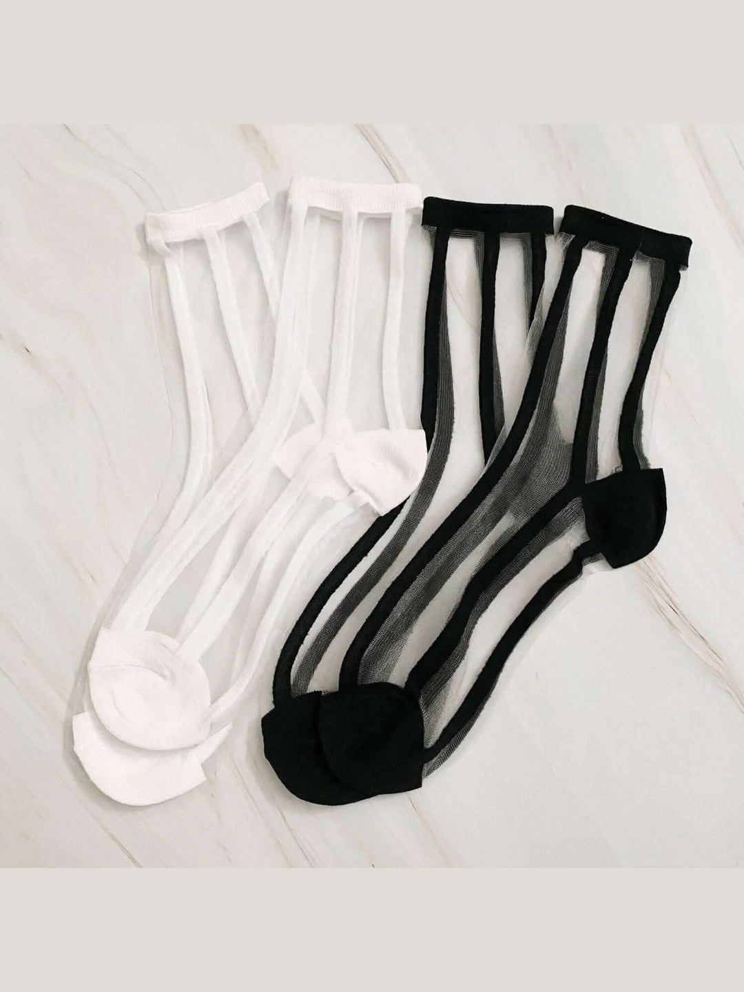 Chic In Line sheer Socks Set Of 2 Pairs - Lolo Viv Boutique