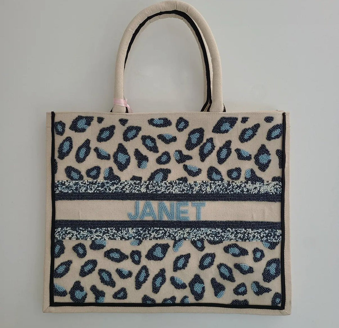 Customizable Beaded Tote Bag - Multiple Options - Lolo Viv Boutique