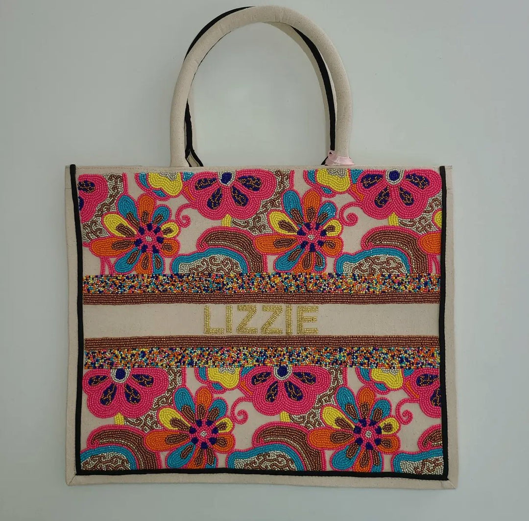 Customizable Beaded Tote Bag - Multiple Options - Lolo Viv Boutique