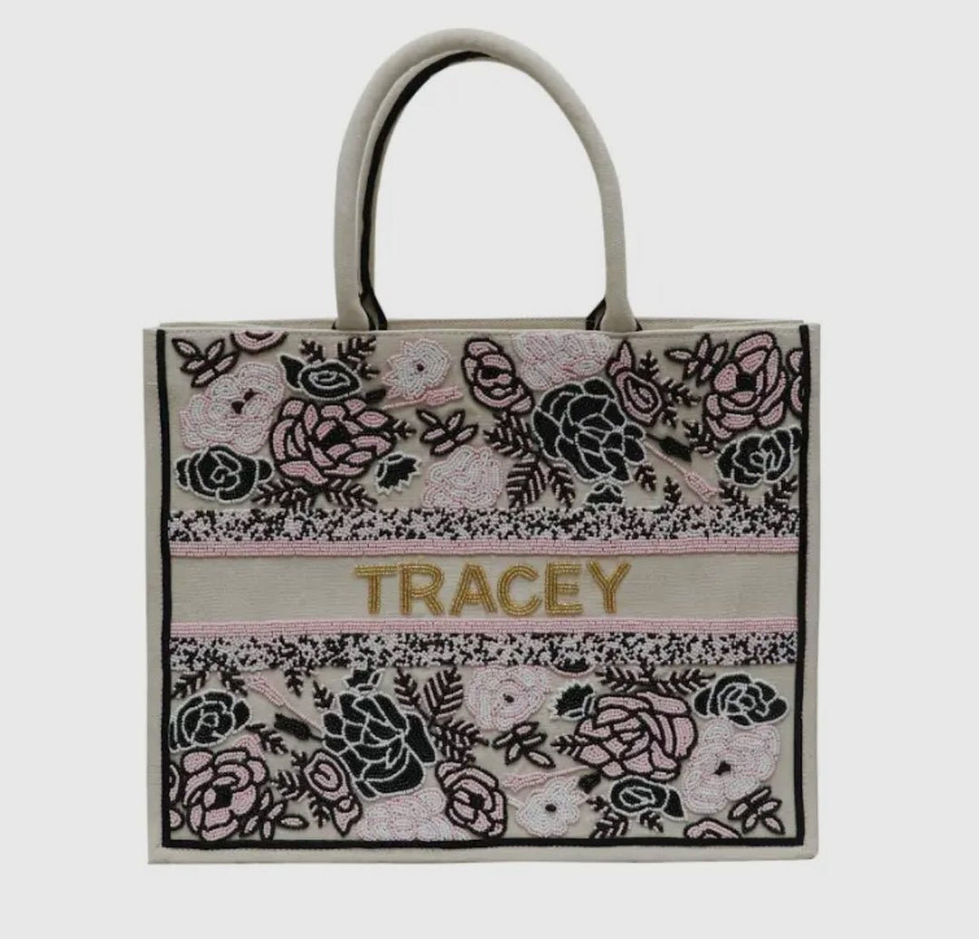 Customizable Beaded Tote Bag - Multiple Options - Lolo Viv Boutique