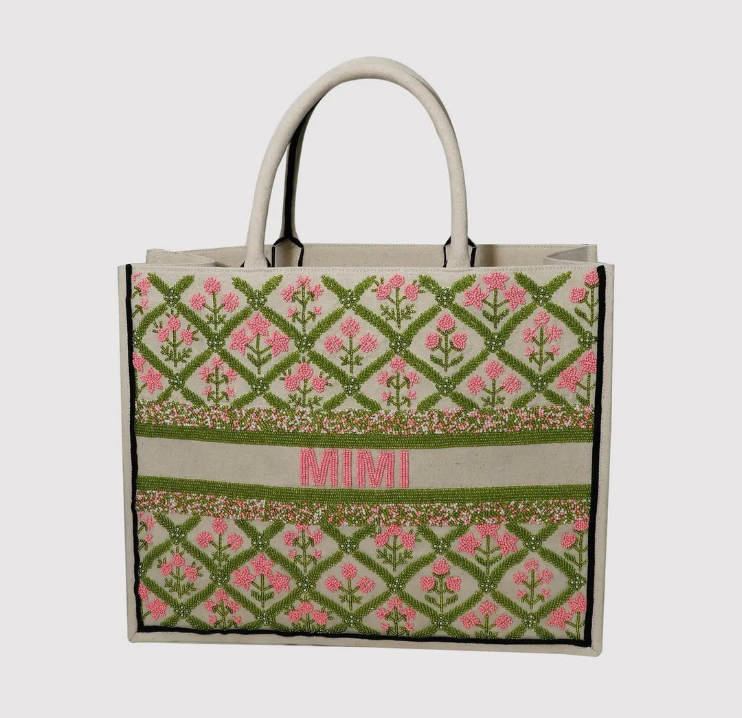Customizable Beaded Tote Bag - Multiple Options - Lolo Viv Boutique