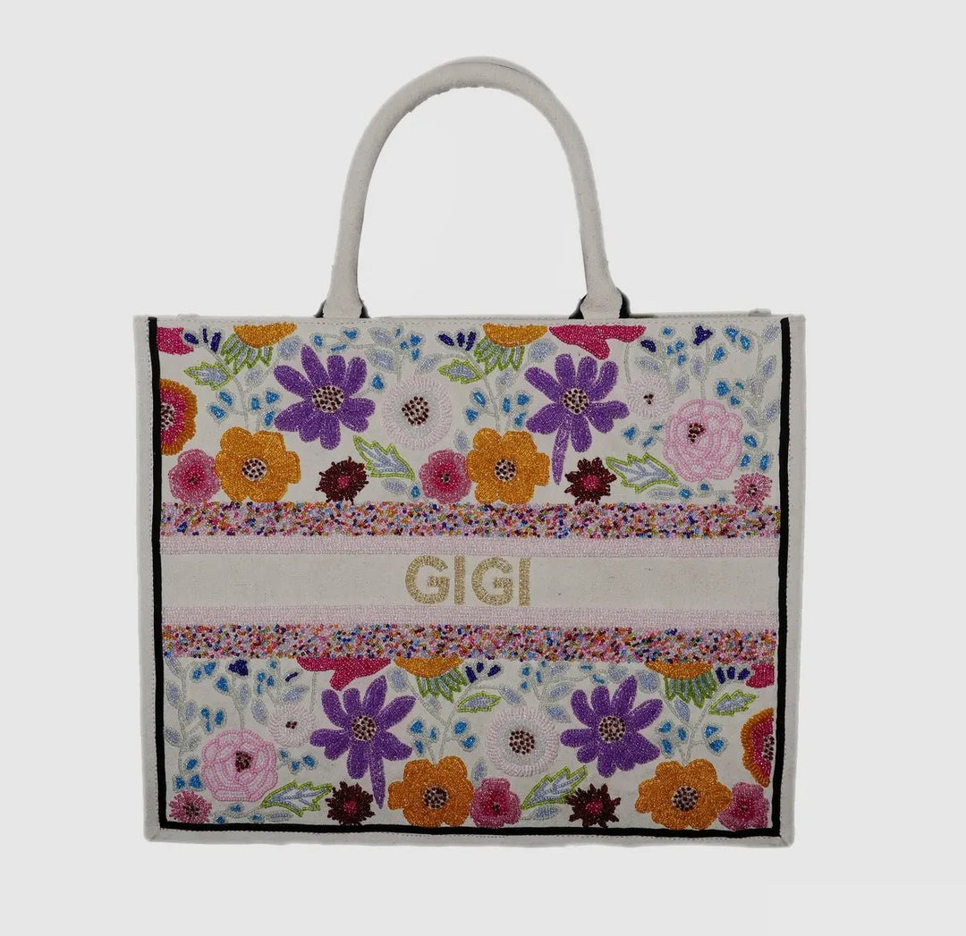 Customizable Beaded Tote Bag - Multiple Options - Lolo Viv Boutique