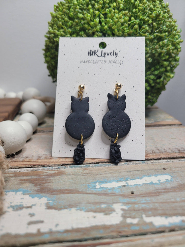 Midnight Bloom Cat Earrings