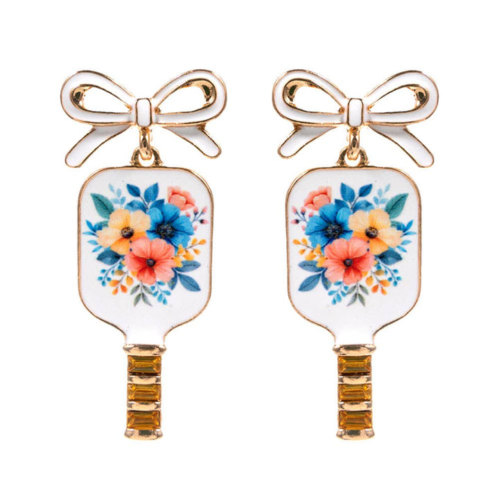 Floral Pickleball Paddle Earrings - Multiple Patterns