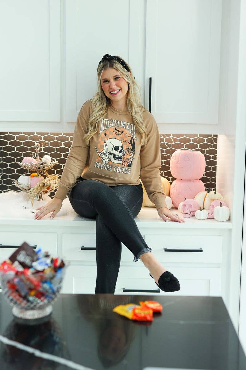 Nightmare Before Coffee Cropped Sweatshirt - Reg & Curvy