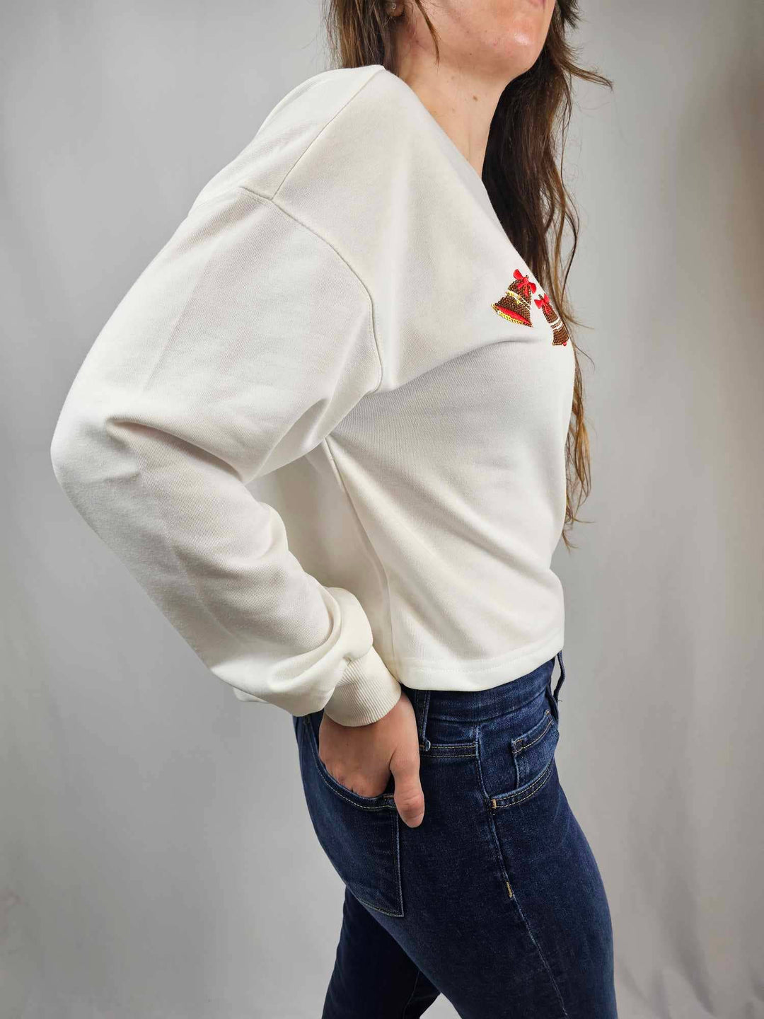 The Jingle Jive Sequin Crop Tee - Curvy