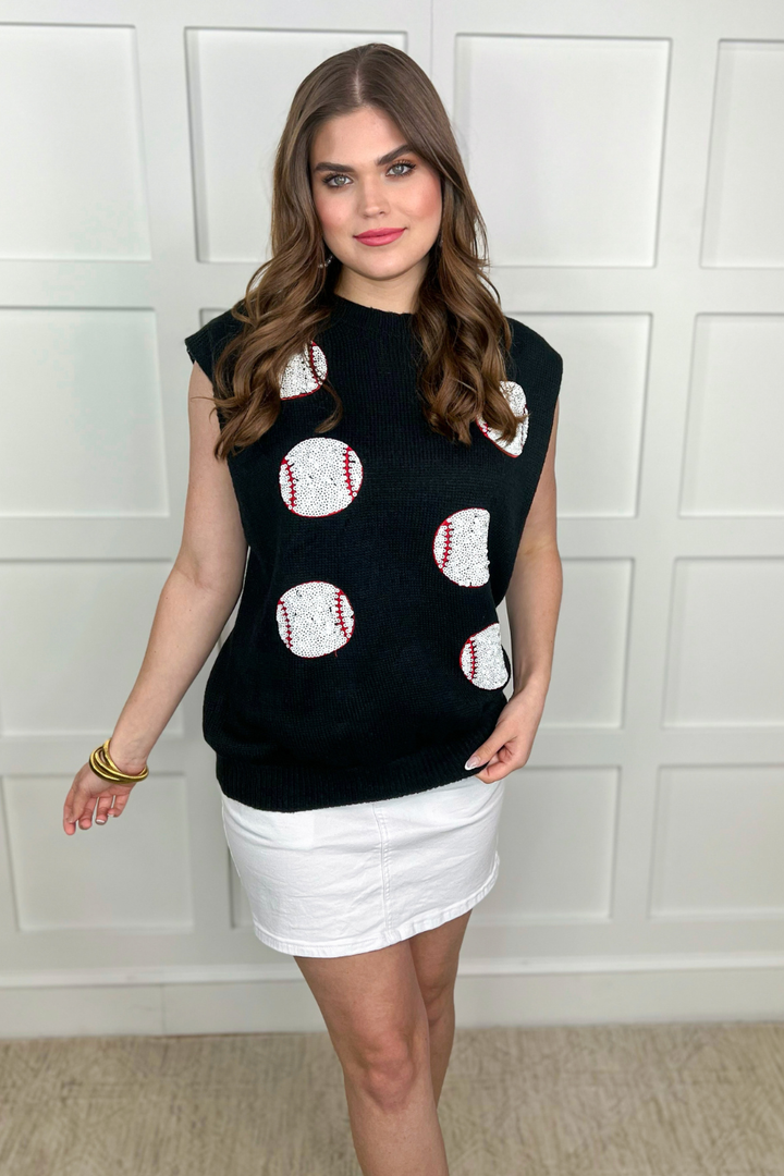 The Home Run Sparkle Sweater Tank - Reg & Curvy