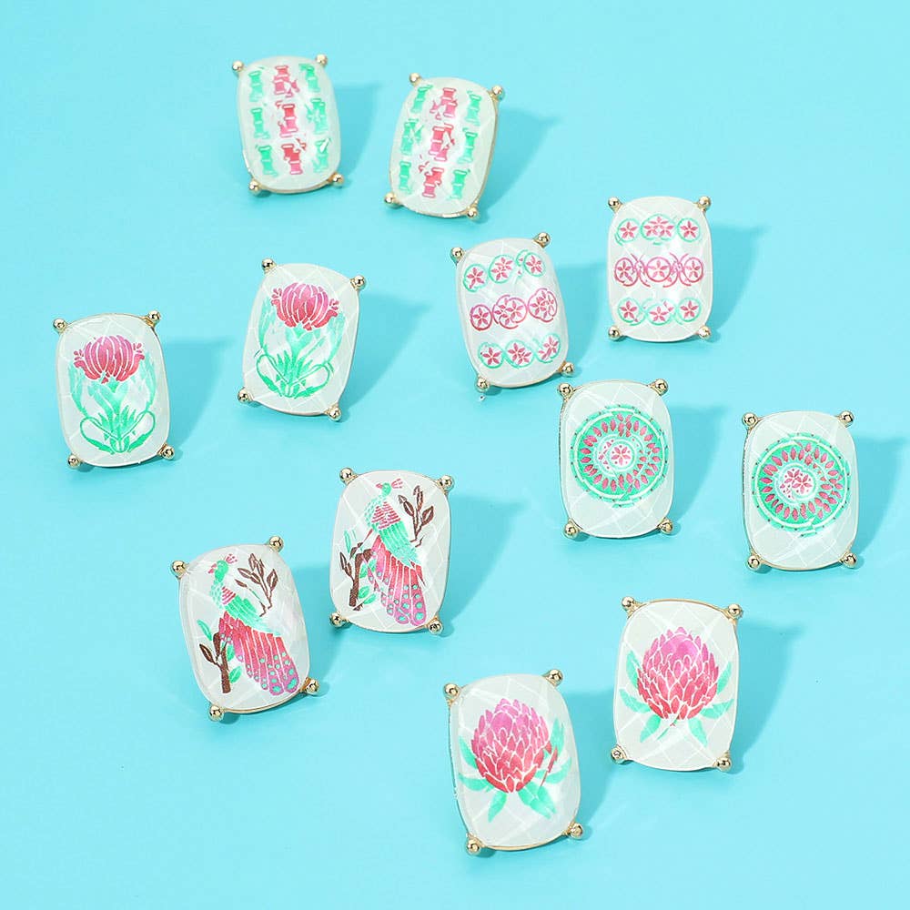 Mahjong Lucky Stud Earrings