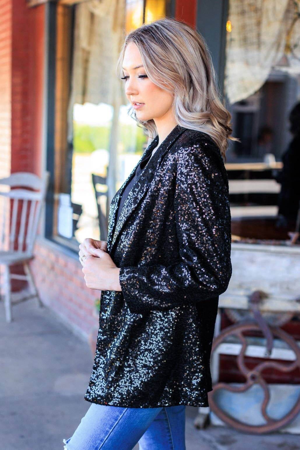 Midnight Sparkle Sequin Blazer