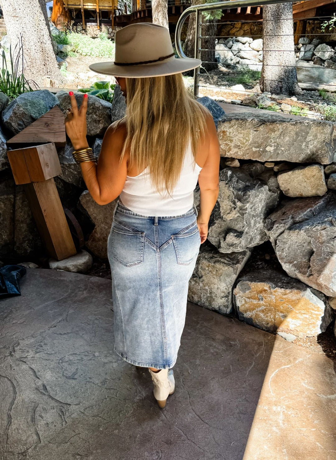 Denim Midi Skirt - Curvy - Lolo Viv Boutique