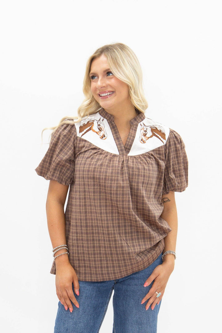 Saddle Up Plaid Top - Reg & Curvy