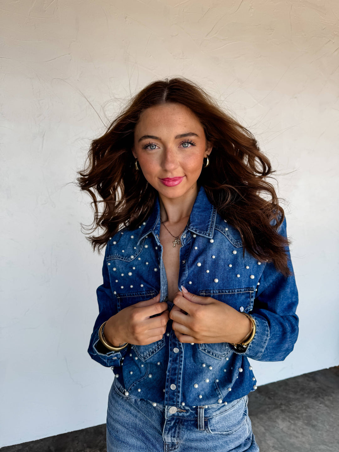 The Pearl Pop Denim Top - Curvy