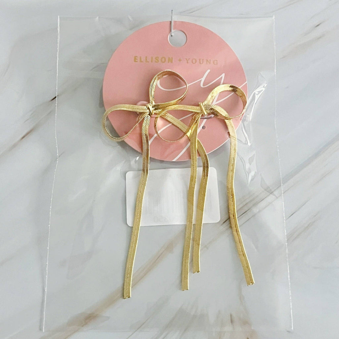 Tied in Gold Bow Earrings