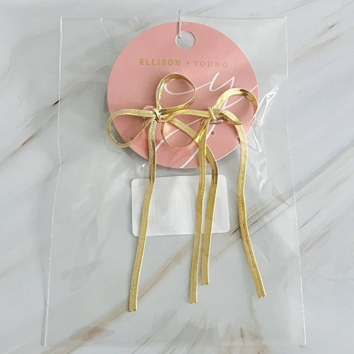 Tied in Gold Bow Earrings