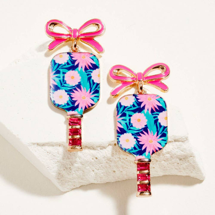 Floral Pickleball Paddle Earrings - Multiple Patterns