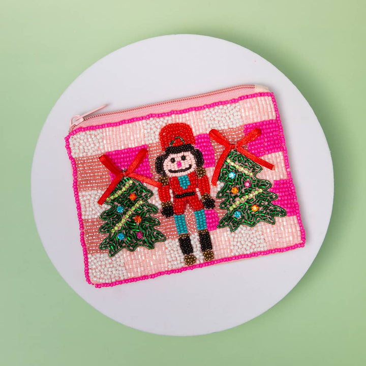 Nutcracker Cheer Beaded Coin Purse