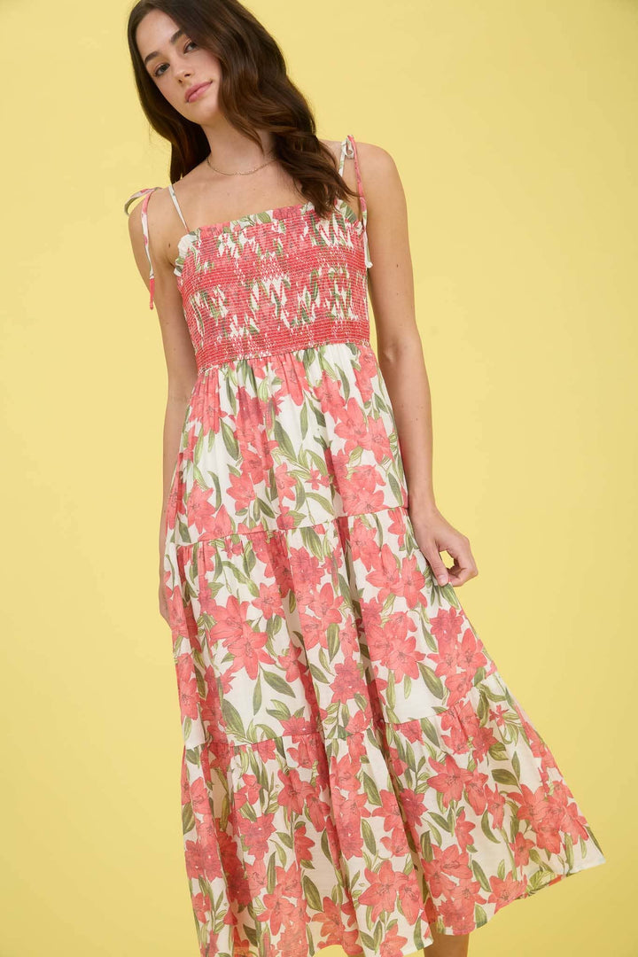 Floral Smocked Midi Dress