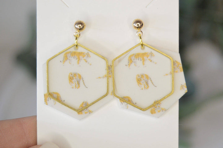 Tiger Stroll Acrylic Earrings