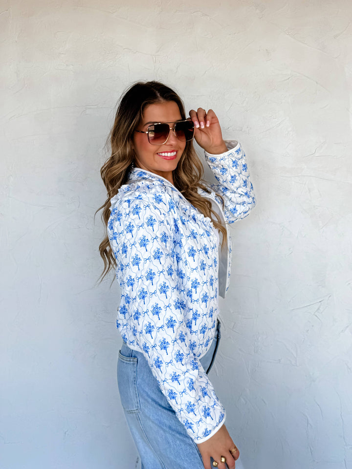 The Blue Bow Beauty Jacket - Curvy
